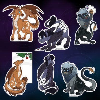 Dragons In The Barn All six stickers together
